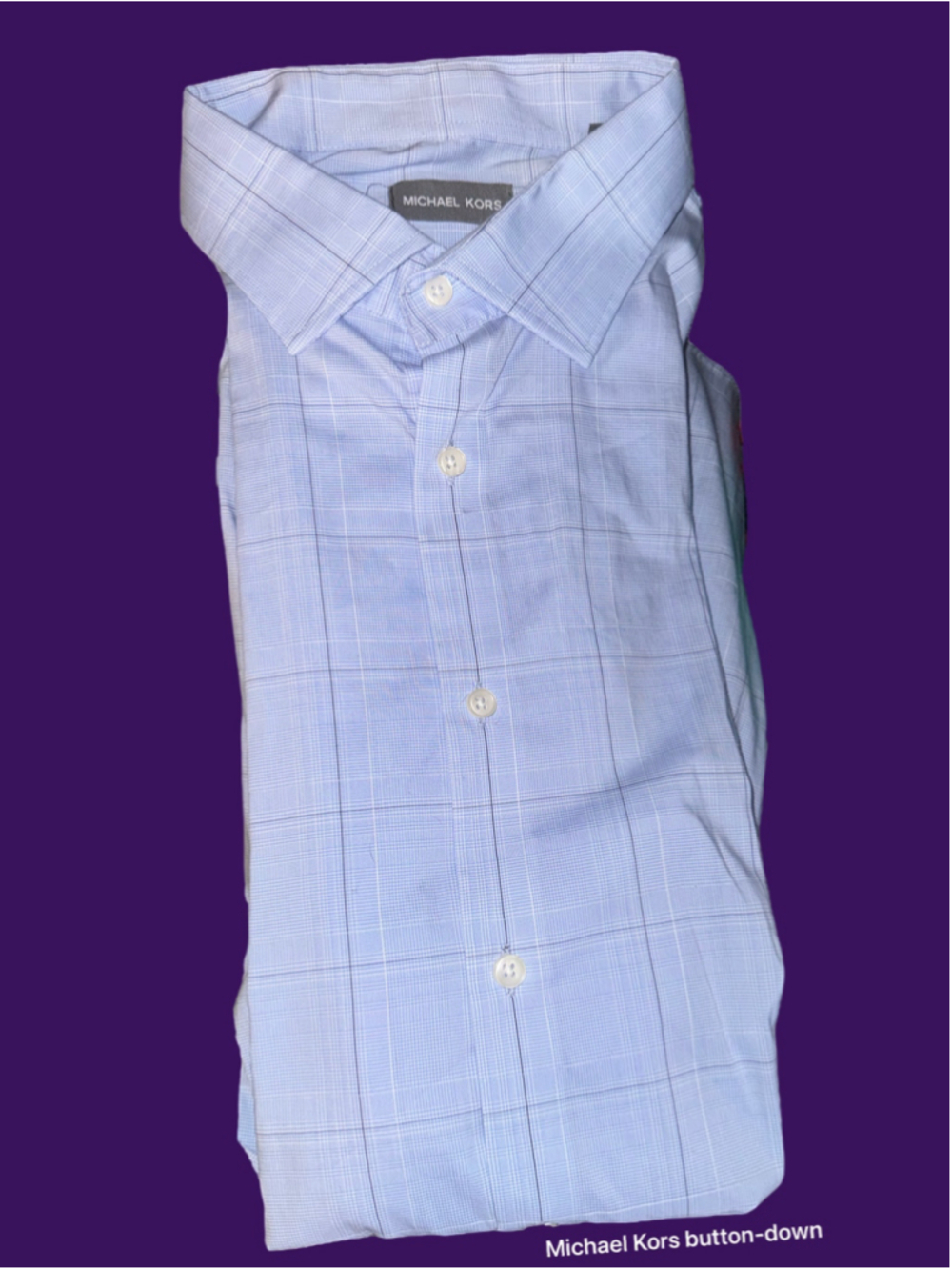 Large MK men’s Michael Kors casual/dressy light blue button down shirt